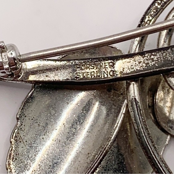 Forster vintage sterling silver flower and leaves on a branch brooch pin - Picture 2 of 10